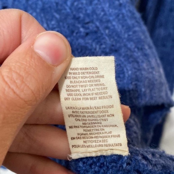 Free People Womens Size S Cobalt Blue Pointelle Eyelet Knit Long Sleeve Sweater - Picture 7 of 10